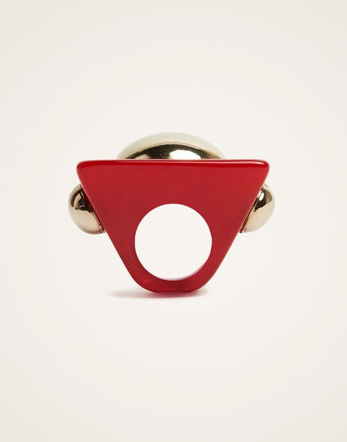 la doublej Hathor Square Ring Red in Acrylic Resin