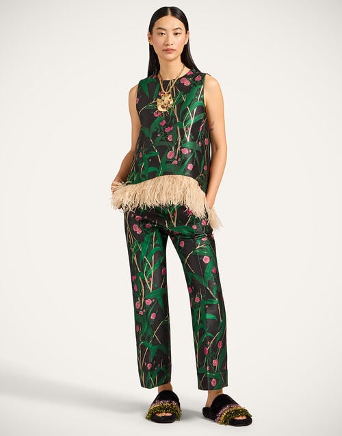 la doublej Hendrix Pants Bamboo Black in Jacquard