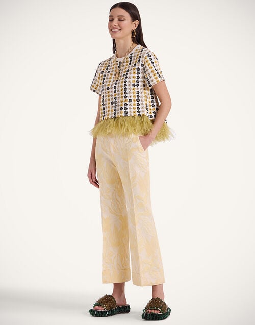 la doublej Hendrix Pants Iris Yellow in Jacquard