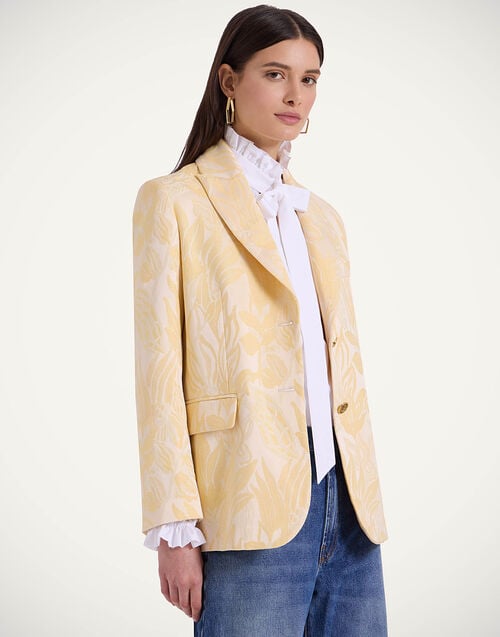 la doublej Jones Jacket Iris Yellow in Jacquard