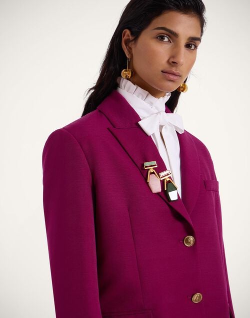 La Doublej Jones Jacket Solid Purple In Cady Wool