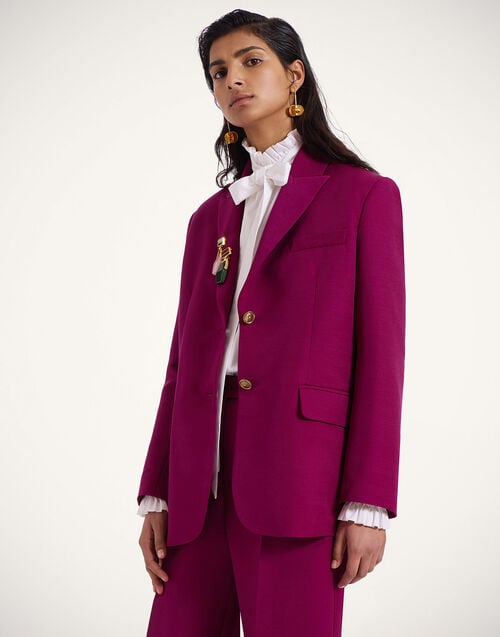 la doublej Jones Jacket Solid Purple in Cady Wool