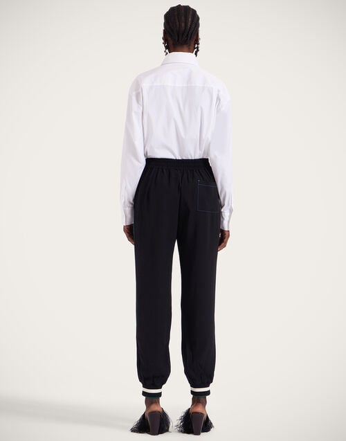 La Doublej Jones Jogger Solid Black In Sable Satin