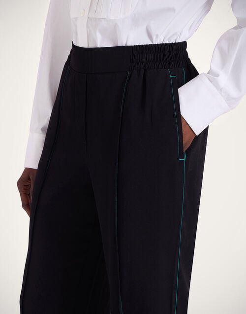 La Doublej Jones Jogger Solid Black In Sable Satin