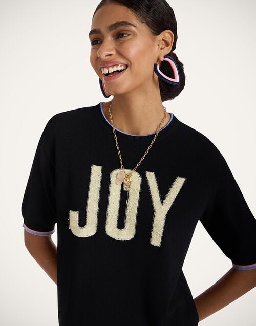 La Doublej Joy Tee Joy Black In Viscose Jersey