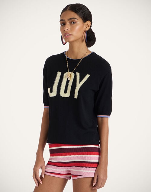 la doublej Joy Tee Joy Black in Viscose Jersey