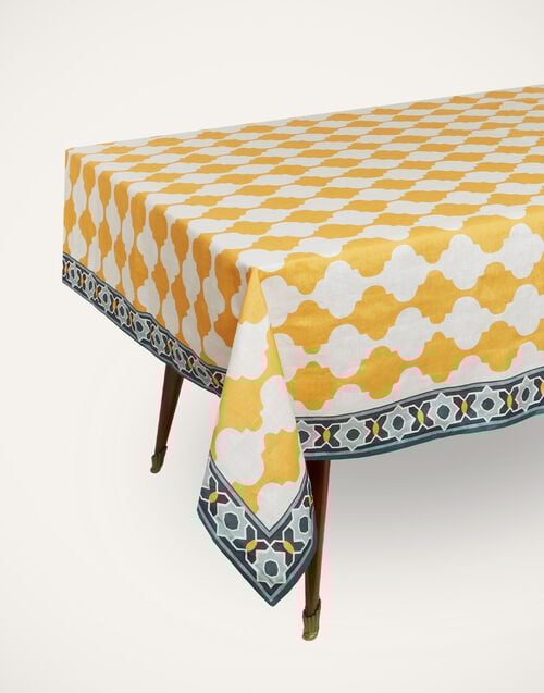 La Doublej Large Tablecloth Plaza Yellow In Linen
