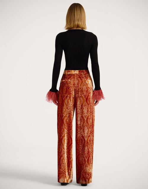 La Doublej Loose Pants Banquet Orange In Devoré