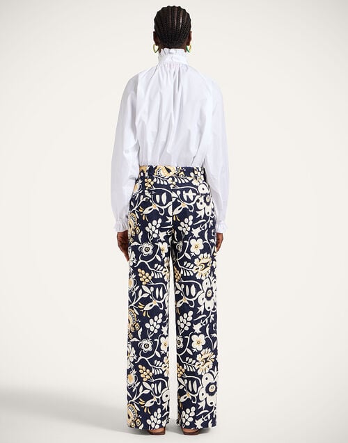 La Doublej Loose Pants Selva Blue In Rustic Cotton