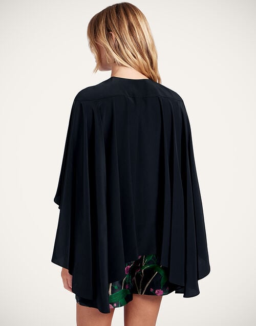 La Doublej Magic Top Solid Black In Crepe De Chine
