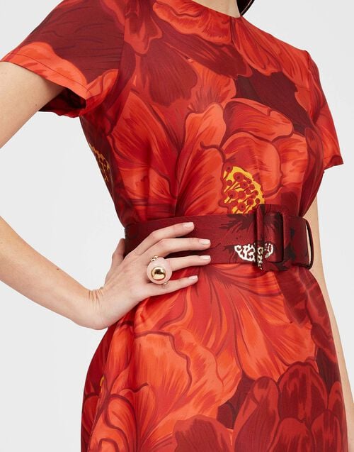 La Doublej Medium Belt Ruby Red In Jacquard