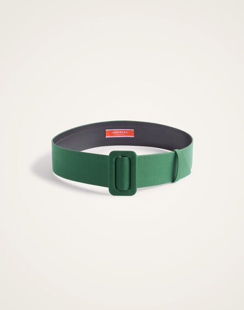 La Doublej Medium Belt Solid Green In Cotton Linen
