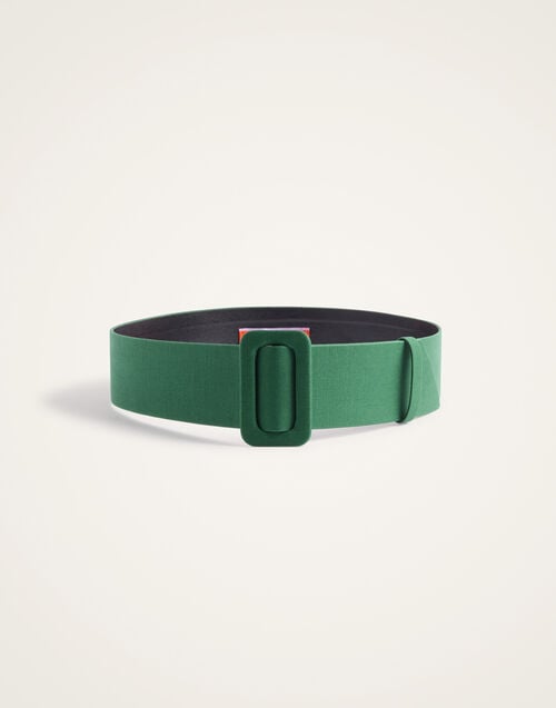 La Doublej Medium Belt Solid Green In Cotton Linen