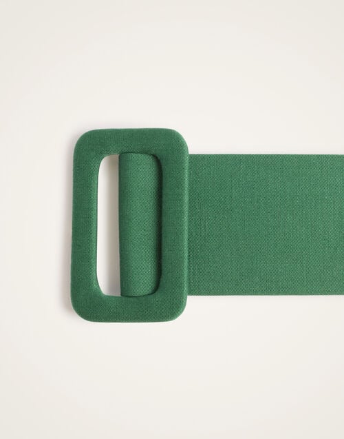 La Doublej Medium Belt Solid Green In Cotton Linen