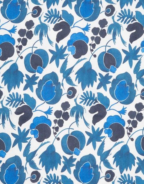 La Doublej Medium Tablecloth Wildbird Blu In Linen