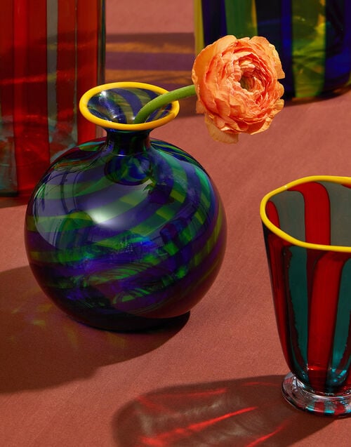 La Doublej Mini Ciccio Vase Blue In Murano Glass