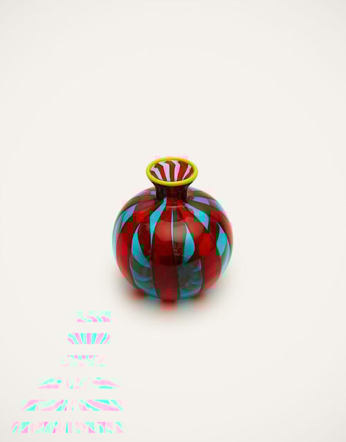 La Doublej Mini Ciccio Vase Red/Turquoise In Glass