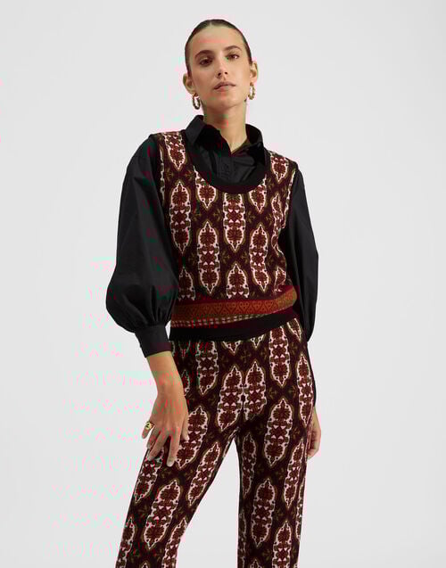 la doublej Mini Gilet Black/Orange in Wool