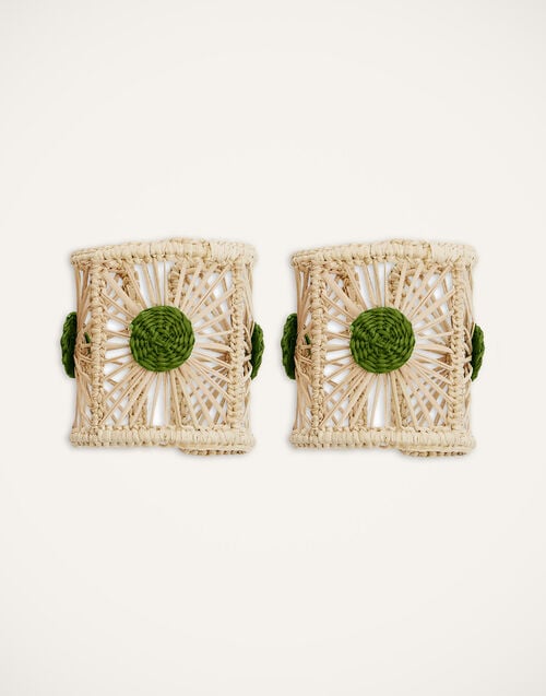 la doublej Napkin Rings Set Of 2 Green in Iraca