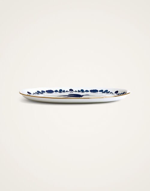 La Doublej Oval Platter Wildbird Blue In Porcelain