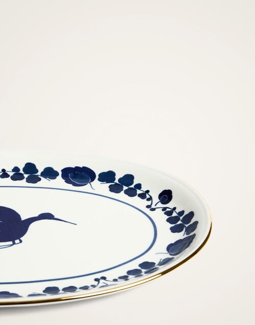 La Doublej Oval Platter Wildbird Blue In Porcelain