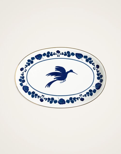 la doublej Oval Platter Wildbird Blue in Porcelain