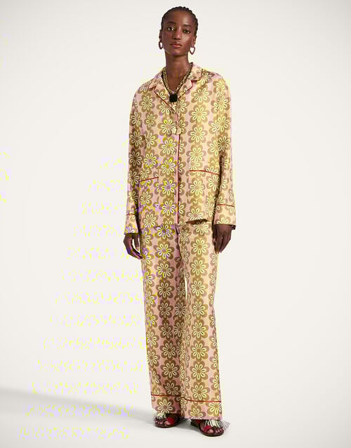 La Doublej Pajama Pants Caper Pink In Silk Twill