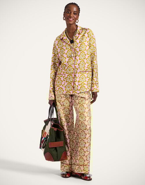 la doublej Pajama Pants Caper Pink in Silk Twill