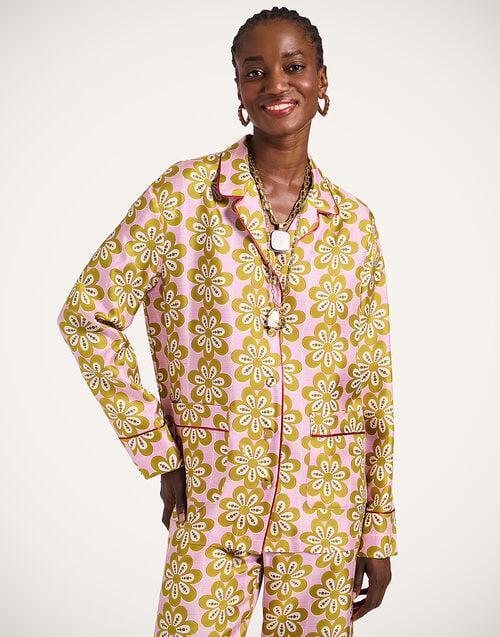 la doublej Pajama Shirt Caper Pink in Silk Twill