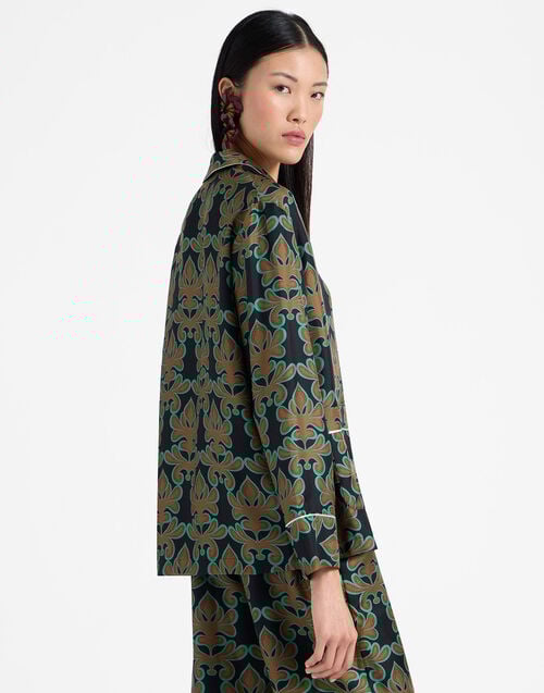 La Doublej Pajama Shirt Herald Black In Silk Twill