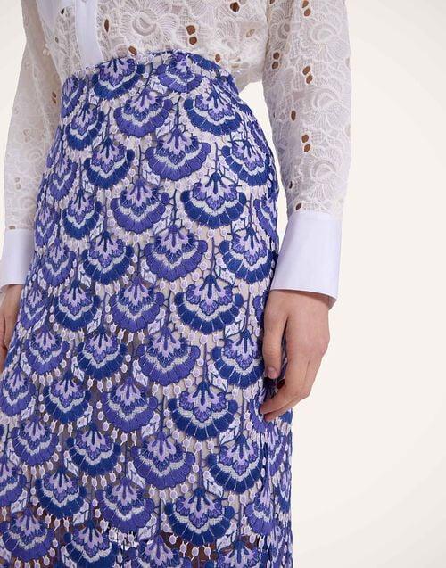 La Doublej Pencil Skirt In Bloom Blue In Macramé