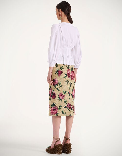 La Doublej Pencil Skirt Roses Light Beige In Tweed