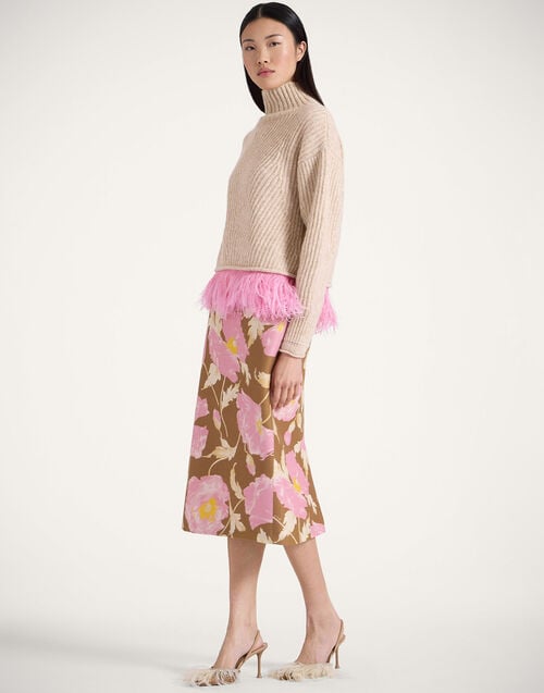 la doublej Pencil Skirt Sylph Khaki in Cady Wool