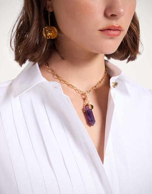 la doublej Pillar Charm 24k Gold Plate & Amethyst