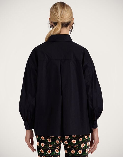 La Doublej Poet Shirt Solid Black In Cotton Poplin