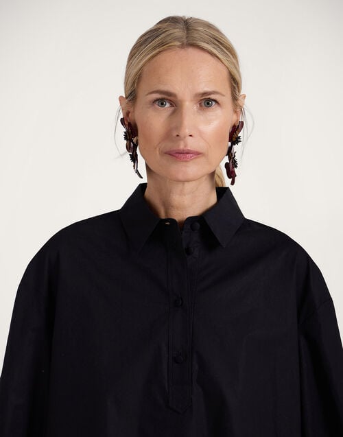 La Doublej Poet Shirt Solid Black In Cotton Poplin