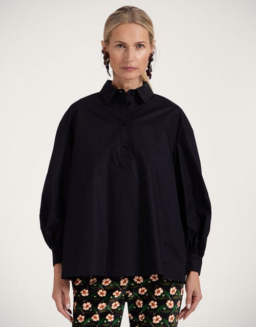 la doublej Poet Shirt Solid Black in Cotton Poplin