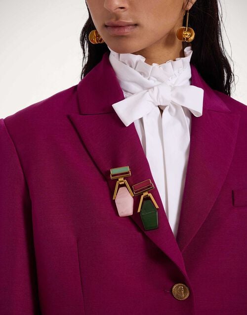 La Doublej Portal Brooch 24k Gold Plate & Pink Resin