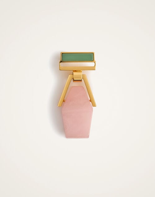 La Doublej Portal Brooch 24k Gold Plate & Pink Resin