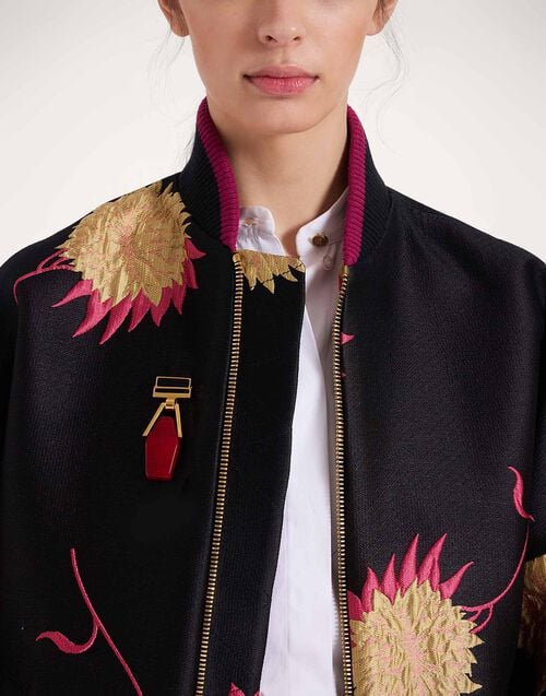 La Doublej Portal Brooch 24k Gold Plate & Red Resin