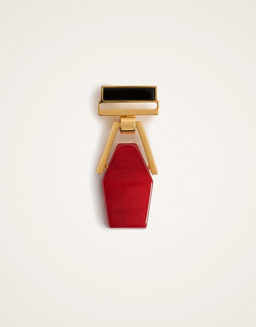La Doublej Portal Brooch 24k Gold Plate & Red Resin