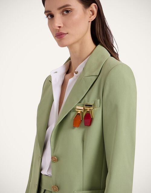 la doublej Portal Brooch 24k Gold Plate & Red Resin