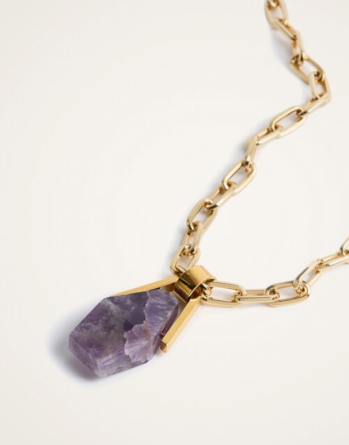 La Doublej Portal Necklace 24k Gold Plate & Amethyst