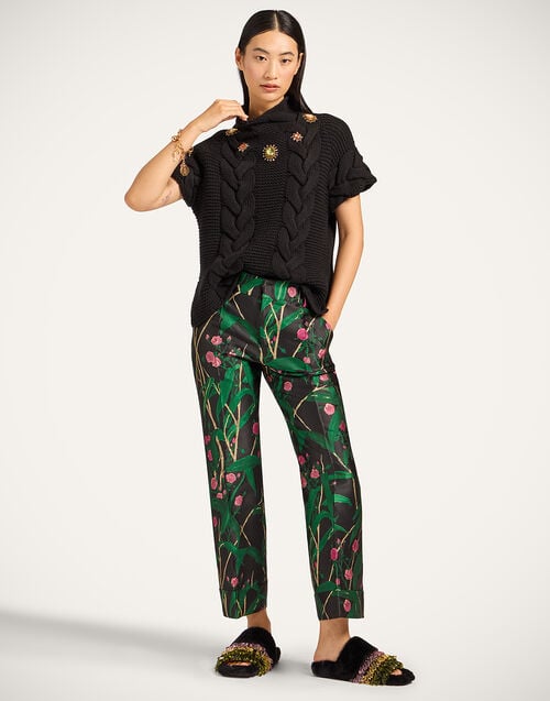 La Doublej Portrait Top Solid Black In Chunky Wool