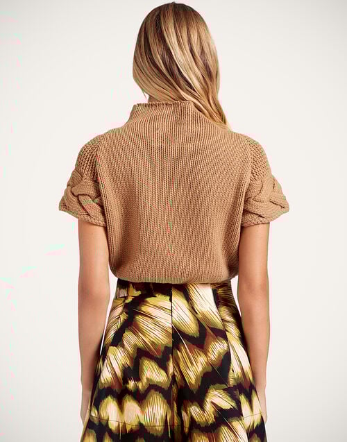 La Doublej Portrait Top Solid Brown In Chunky Wool