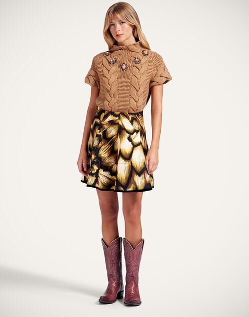 La Doublej Portrait Top Solid Brown In Chunky Wool