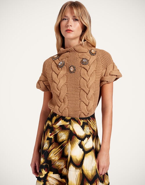 la doublej Portrait Top Solid Brown in Chunky Wool