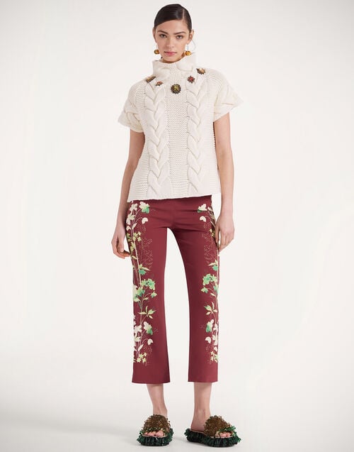 La Doublej Portrait Top Solid Ivory In Chunky Wool