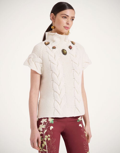 la doublej Portrait Top Solid Ivory in Chunky Wool