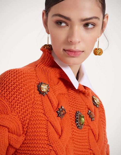 La Doublej Portrait Top Solid Rust In Chunky Wool